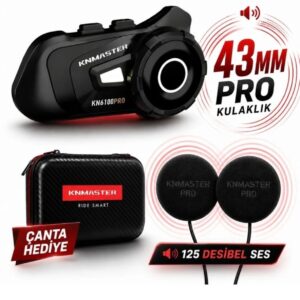 Knmaster KN6100 PRO Motosiklet Kask İnterkom Bluetooth Kulaklık Seti (43 mm Büyük Kulaklık)